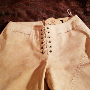 Suede lace up pants